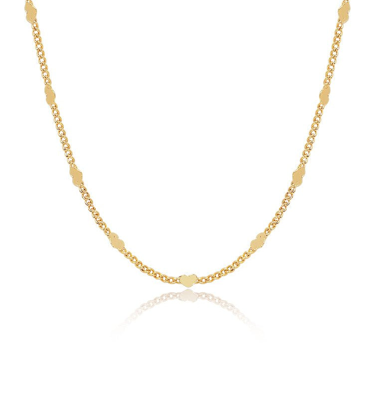 Red Crystal Beaded & Gold Chain Layering Necklaces