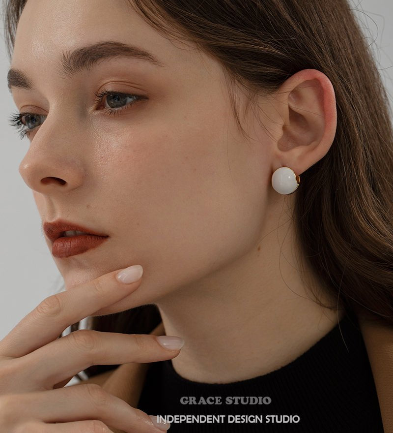 Enamel Orb Vintage Stud Earrings