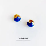 Enamel Orb Vintage Stud Earrings