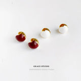 Enamel Orb Vintage Stud Earrings