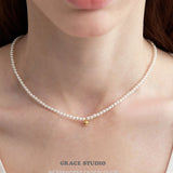 Dainty Sphere Beaded Pearl Necklace