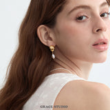 Scallop Shell Teardrop Drop Earrings