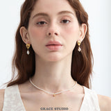 Dainty Sphere Beaded Pearl Necklace