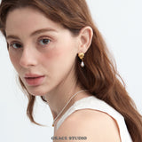 Scallop Shell Teardrop Drop Earrings