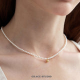 Dainty Sphere Beaded Pearl Necklace