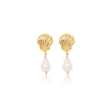 Scallop Shell Teardrop Drop Earrings