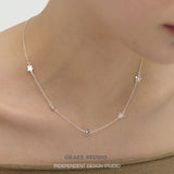 Delicate Flower Charm Station Necklace