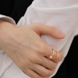 Cross Orbit Pearl Ring