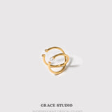 Cross Orbit Pearl Ring