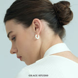 Glossy Curve Hoop Earrings