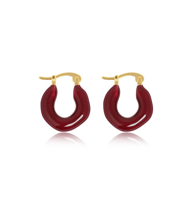 Glossy Curve Hoop Earrings