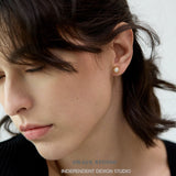 Dual-Tone Pearl Stud Earrings
