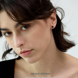 Dual-Tone Pearl Stud Earrings
