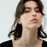 Dual-Tone Pearl Stud Earrings