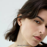 Dual-Tone Pearl Stud Earrings