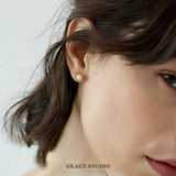 Dual-Tone Pearl Stud Earrings
