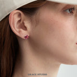 Faceted Cube Crystal Stud Earrings