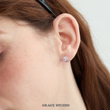 Faceted Cube Crystal Stud Earrings