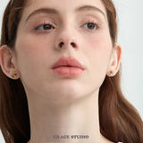 Faceted Cube Crystal Stud Earrings
