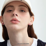Faceted Cube Crystal Stud Earrings