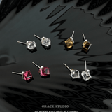 Faceted Cube Crystal Stud Earrings