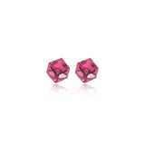 Faceted Cube Crystal Stud Earrings
