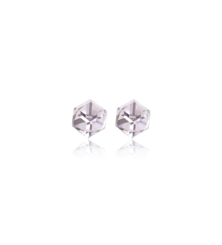 Faceted Cube Crystal Stud Earrings