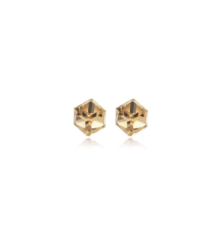 Faceted Cube Crystal Stud Earrings