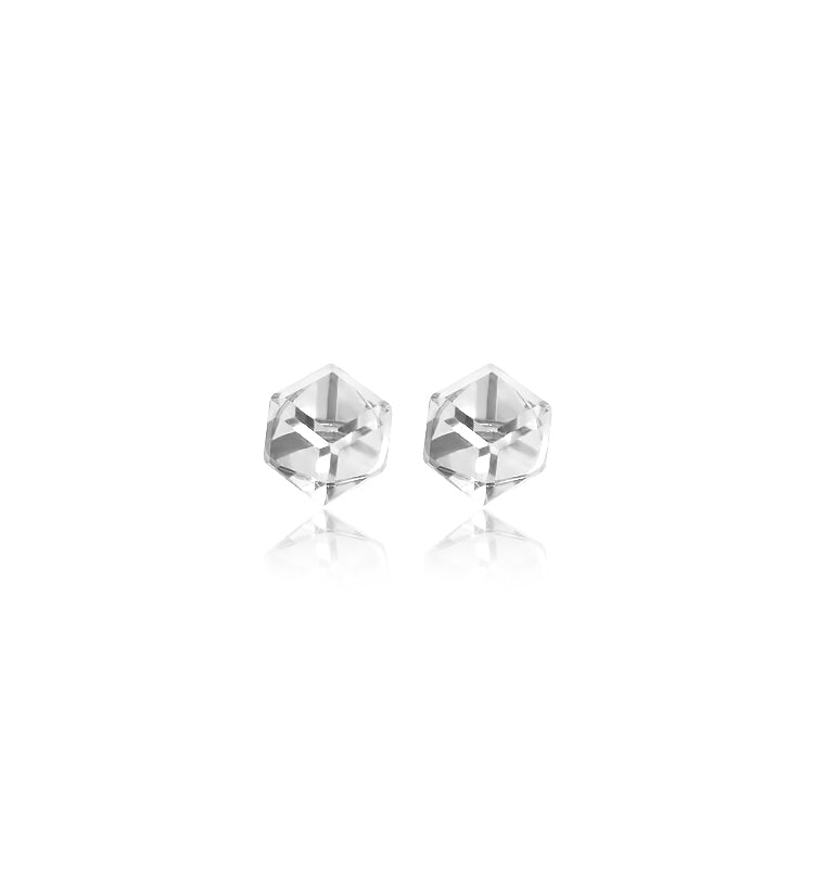 Faceted Cube Crystal Stud Earrings