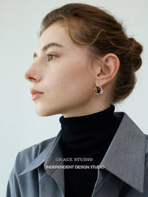 Split Dome Gemstone Clip-On Earrings - Grace Studio