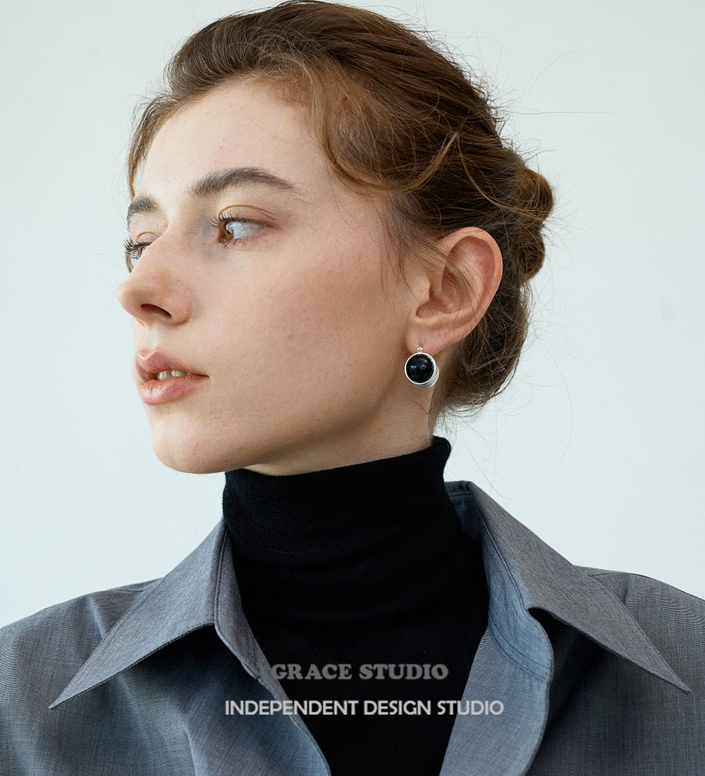 Split Dome Gemstone Clip-On Earrings