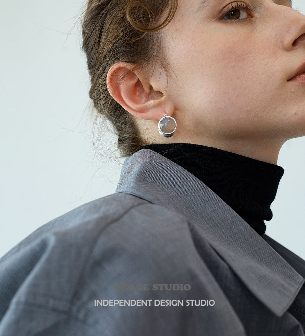 Split Dome Gemstone Clip-On Earrings