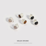 Split Dome Gemstone Clip-On Earrings