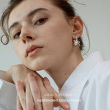 Looped Bow Pearl & Resin Drop Earrings