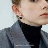 Looped Bow Pearl & Resin Drop Earrings