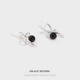 Looped Bow Pearl & Resin Drop Earrings