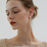 Framed Shell Square Stud Earrings