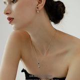 Silver Flask Pendant Necklace with Black Resin Ball