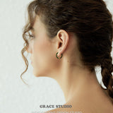 Green Enamel Gold Accent Hoop Earrings
