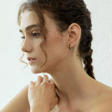 Green Enamel Gold Accent Hoop Earrings