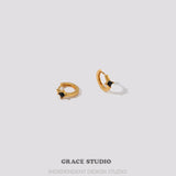 Black Square Resin Mini Hoop Earrings