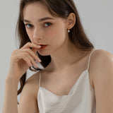 Curved Hook Pearl Drop Earrings