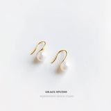 Curved Hook Pearl Drop Earrings