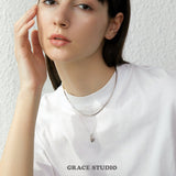 GS Engraved Heart Pendant Necklace