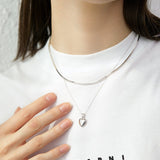 GS Engraved Heart Pendant Necklace