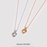 GS Engraved Heart Pendant Necklace