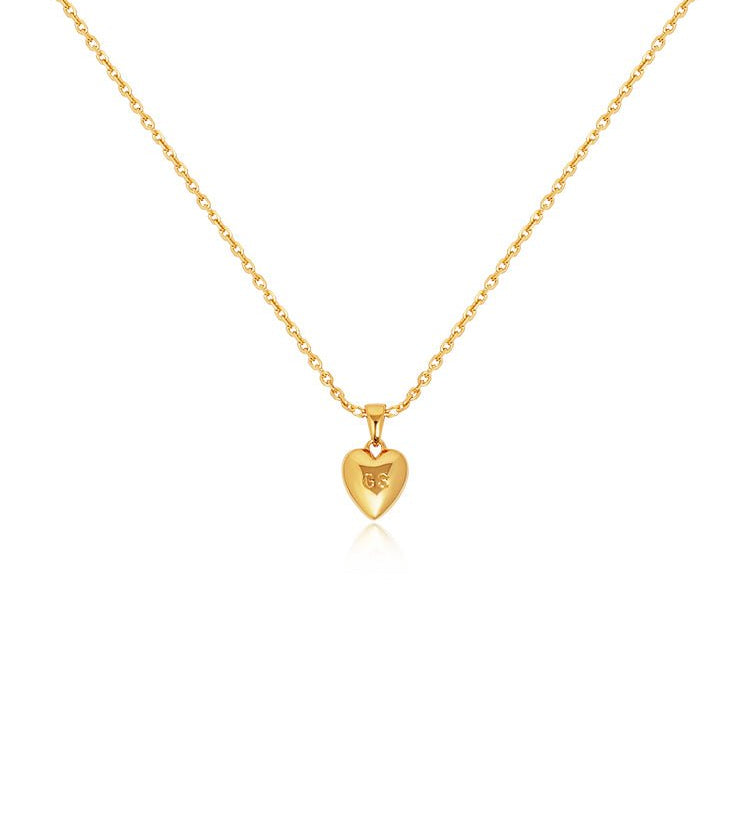 GS Engraved Heart Pendant Necklace