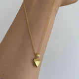 GS Engraved Heart Pendant Necklace