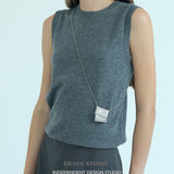 Embossed Silver Rectangle Pendant Necklace