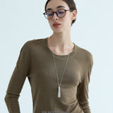 Metallic Tassel Linear Long Necklace